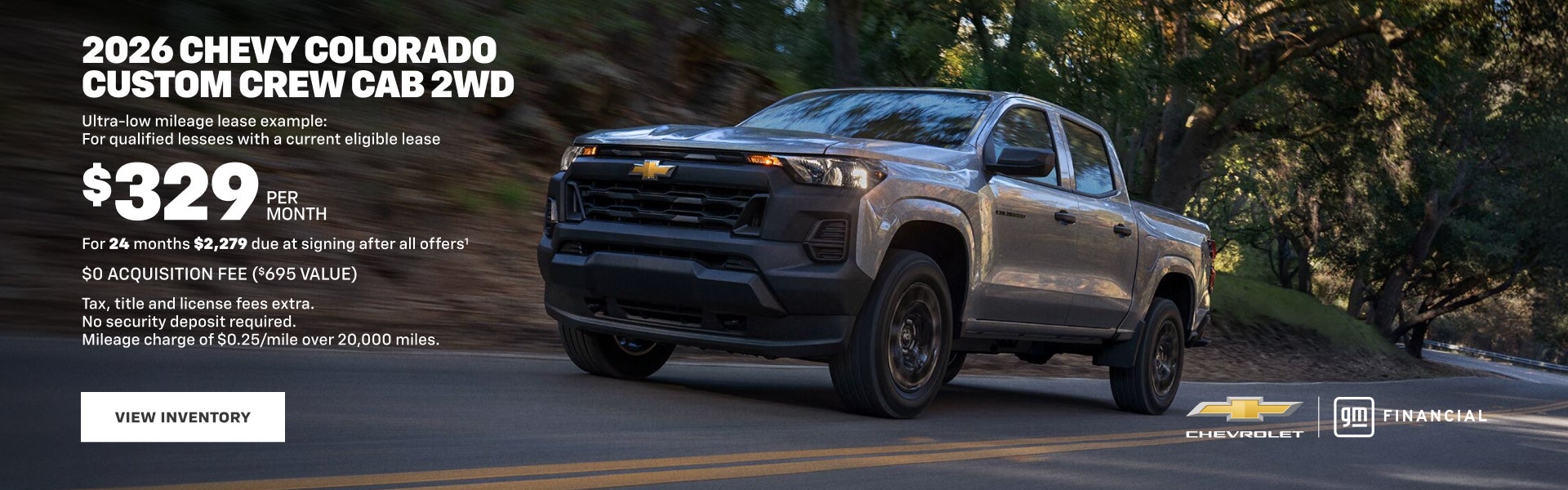 2026 Chevy Colorado Custom Crew Cab 2WD. Ultra-low mileage lease example for qualified lessees wi...